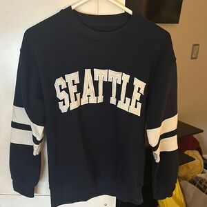 New York Popular Seattle Navy Blue and White Men's Sweater